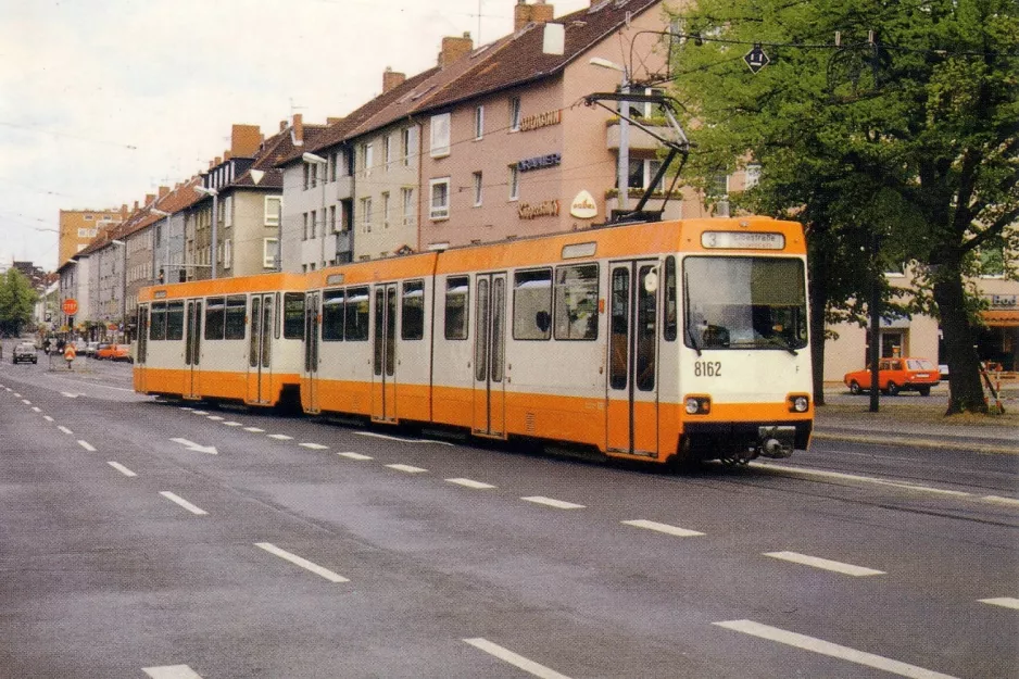 Postkort: Braunschweig sporvognslinje 3 med ledvogn 8162 ved Theaterwall (1983)