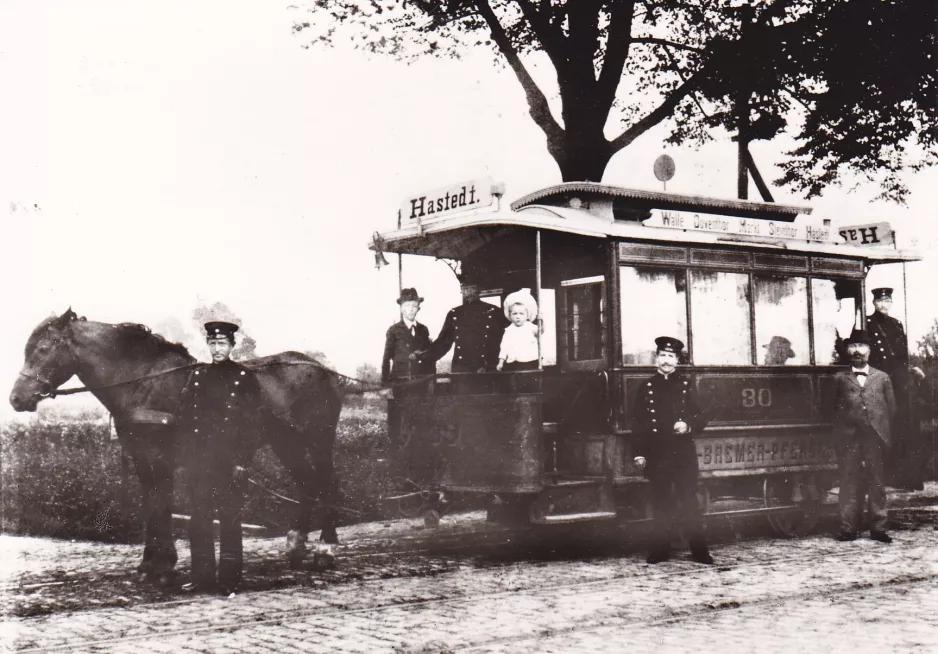Postkort: Bremen hestesporvogn 30 ved Hastedt (1878-1899)