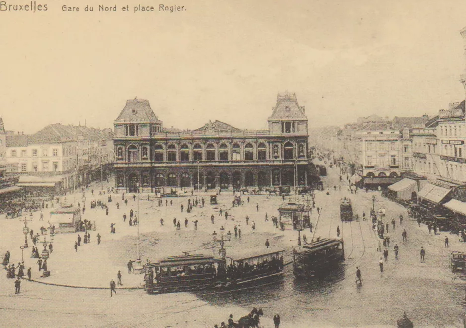 Postkort: Bruxelles på Place Rogier/Rogierplein (1900)