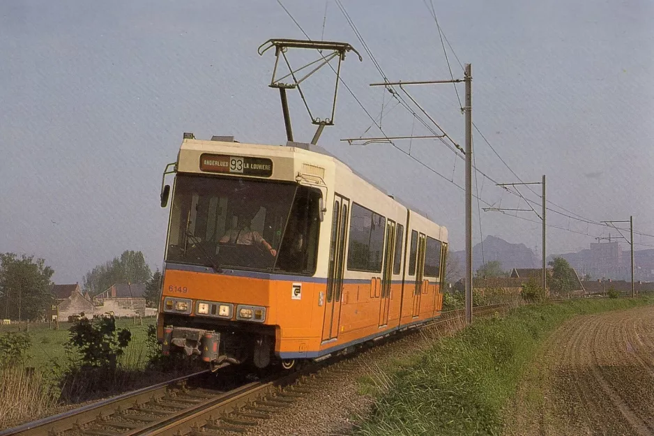 Postkort: Bruxelles regionallinje 93 med ledvogn 6149 nær Trivières (1985)