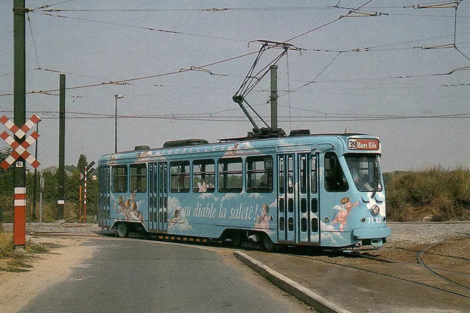 Postkort: Bruxelles sporvognslinje 39 med motorvogn 7160 ved Ban-Eik (1989)