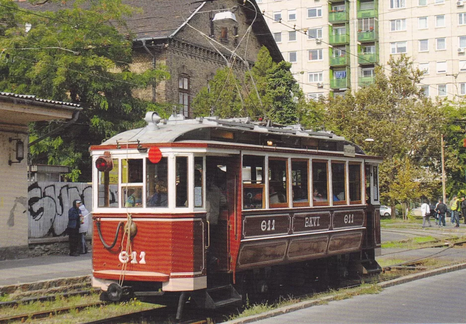 Postkort: Budapest museumsvogn 611 ved remisen Kelenföld (2013)