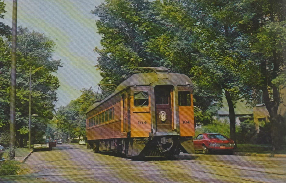 Postkort: Chicago motorvogn 104 på Michigan Street (1969)