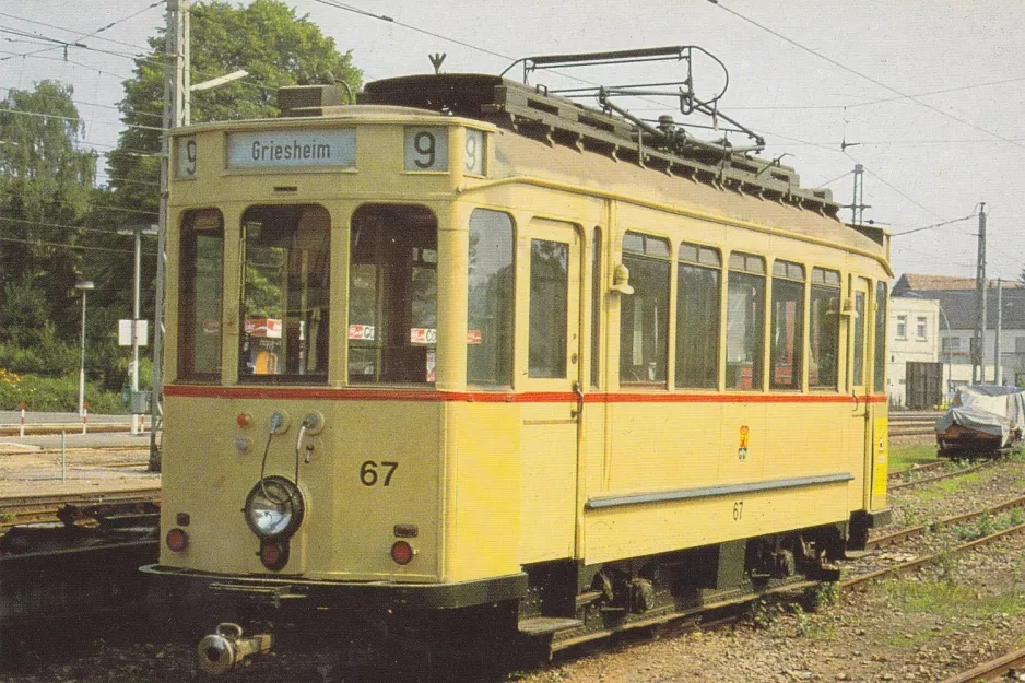 Postkort: Darmstadt motorvogn 67 ved Böllenfalltor (1984)