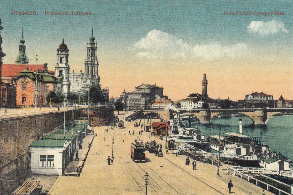 Postkort: Dresden på Brühlsche Terrasse (1914)