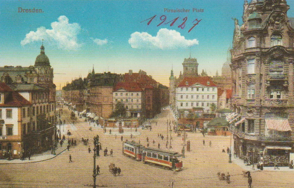 Postkort: Dresden på Pirnaischer Platz (1912)