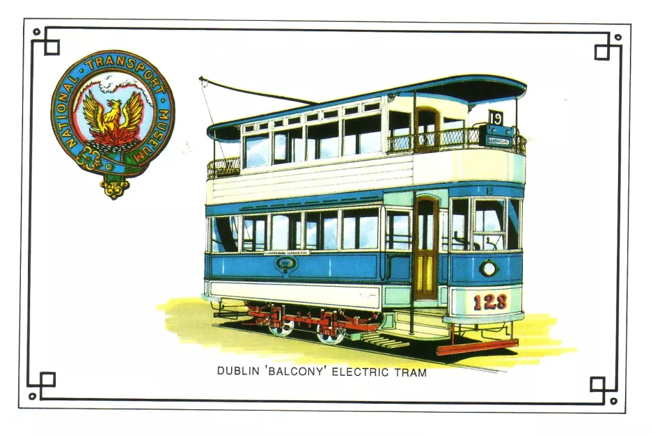 Postkort: Dublin dobbeltdækker-motorvogn 128  (2006)