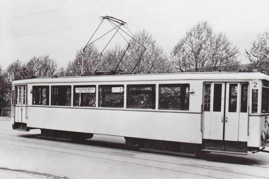 Postkort: Essen motorvogn 504 ved Betriebshof Stadtmitte (1950)