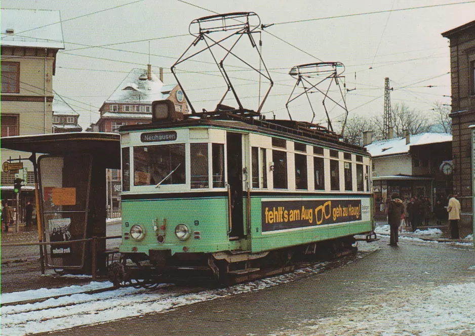 Postkort: Esslingen am Neckar sporvognslinje END med motorvogn 9 ved Esslingen (1976)