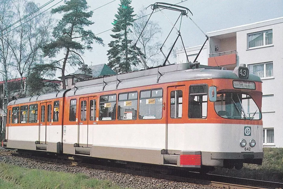Postkort: Frankfurt am Main ledvogn 642 ved Verkehrsmuseum (1990)