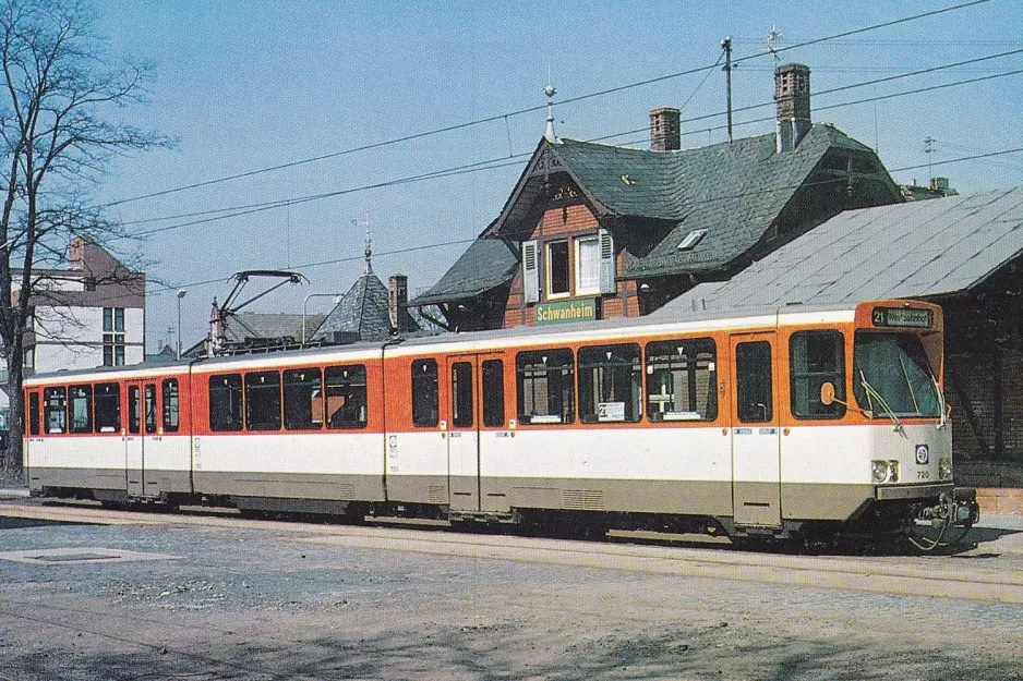 Postkort: Frankfurt am Main ledvogn 720 ved Verkehrsmuseum (1990)