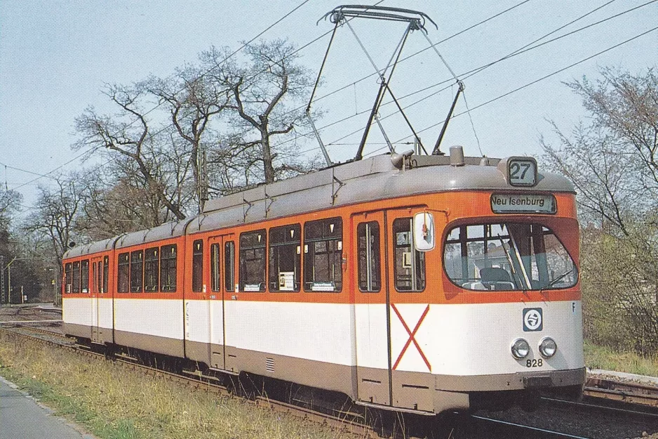 Postkort: Frankfurt am Main ledvogn 828 ved Verkehrsmuseum (1990)