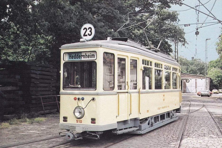 Postkort: Frankfurt am Main motorvogn 510 på forpladsen Verkehrsmuseum (1985)