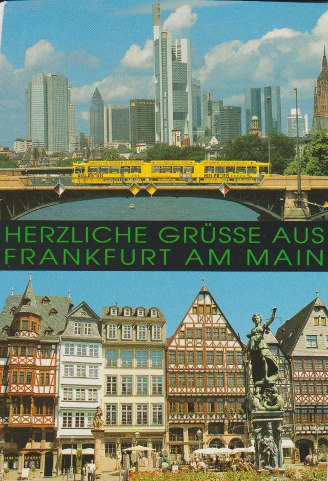 Postkort: Frankfurt am Main på Ignatz-Bubis-Brücke (1984)