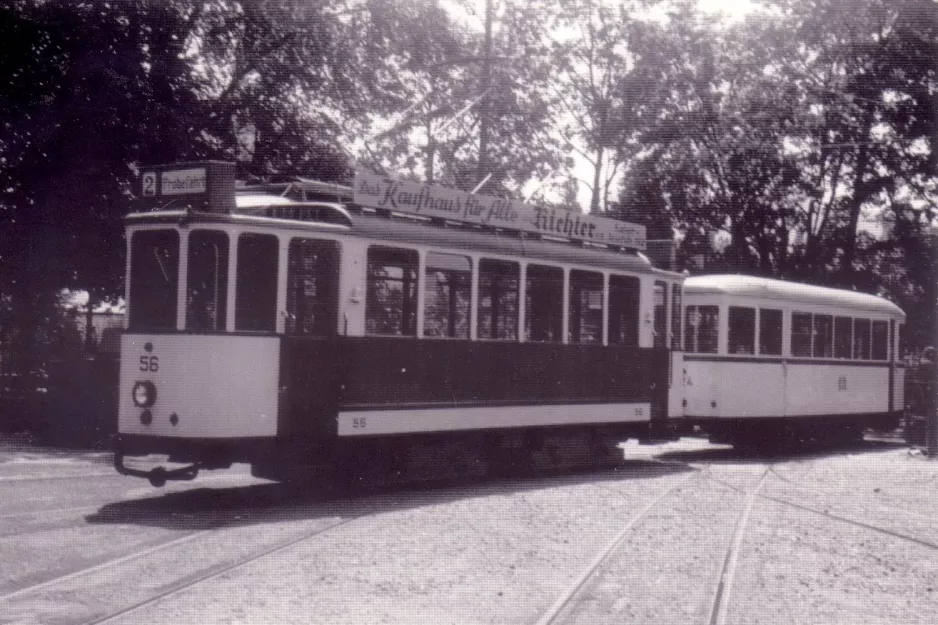 Postkort: Freiburg im Breisgau motorvogn 56 ved Süd (1950)