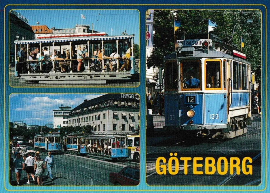 Postkort: Gøteborg 12 (Lisebergslinjen) med åben bivogn 507  (1995)