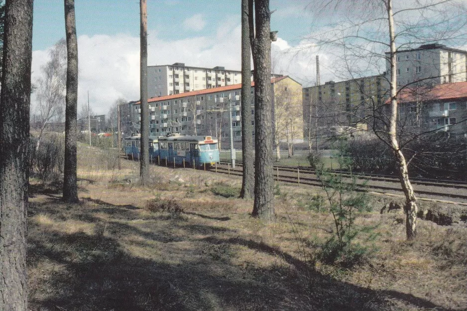 Postkort: Gøteborg sporvognslinje 6 nær Önskevädersgatan (1976)