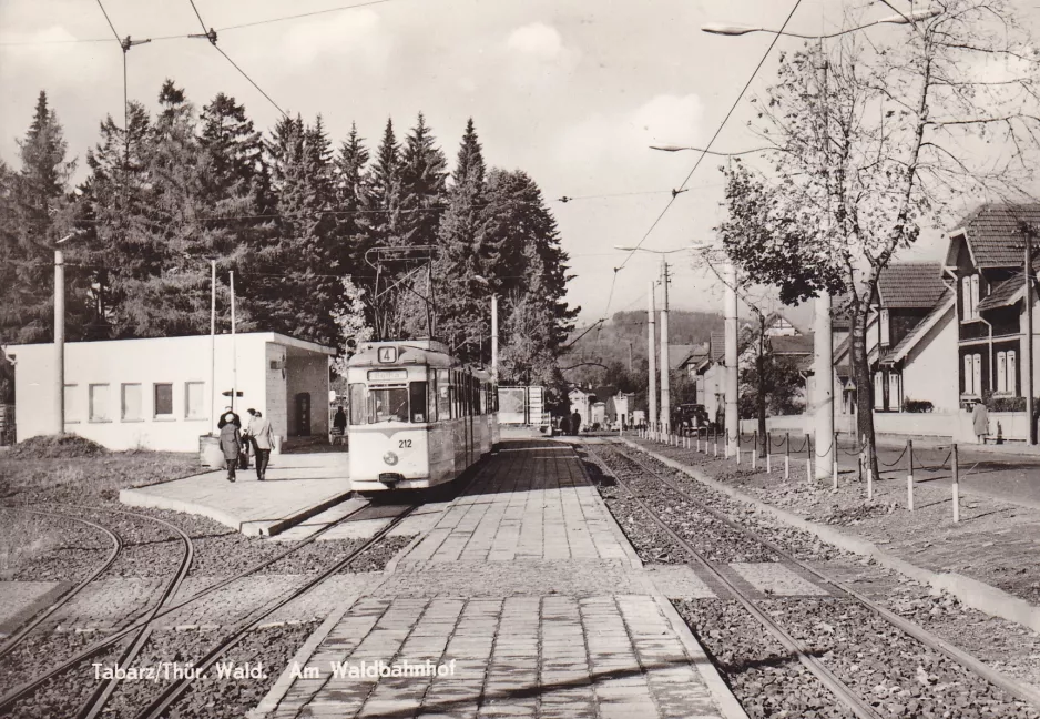 Postkort: Gotha regionallinje 4 Thüringerwaldbahn med ledvogn 212 ved Tabarz (1969)