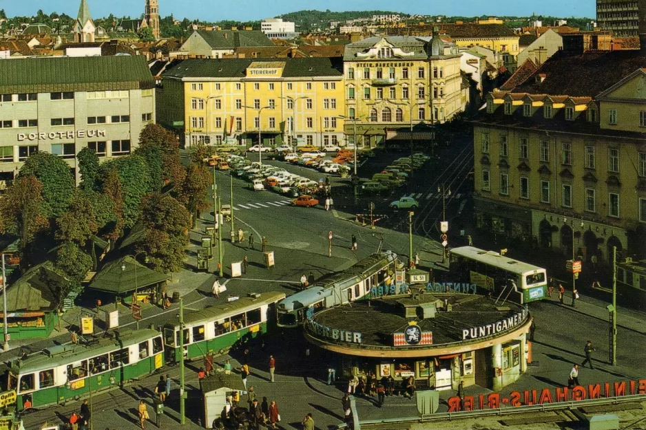 Postkort: Graz ekstralinje 3 på Jakominiplatz (1969)