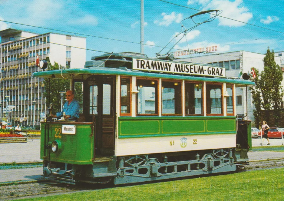 Postkort: Graz motorvogn 22 på Hauptbahnhof (Europaplatz) (2010)