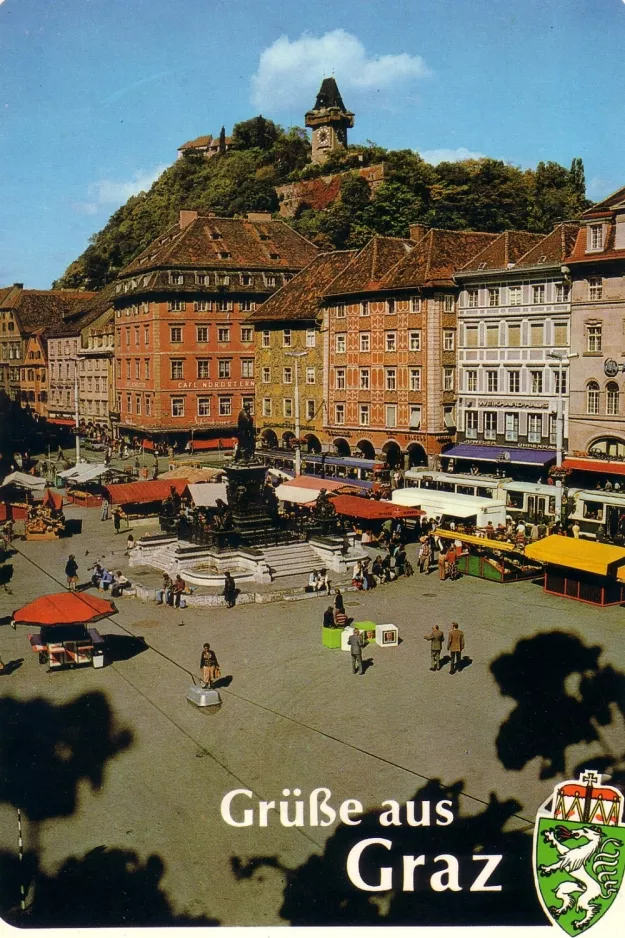 Postkort: Graz på Hauptplatz (1980)