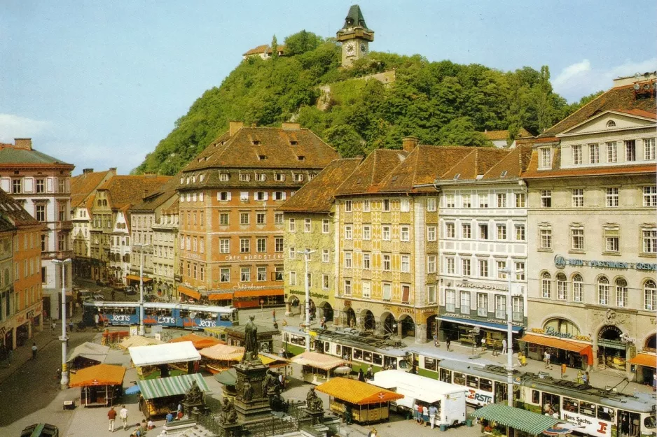 Postkort: Graz på Hauptplatz / Congress (1990)