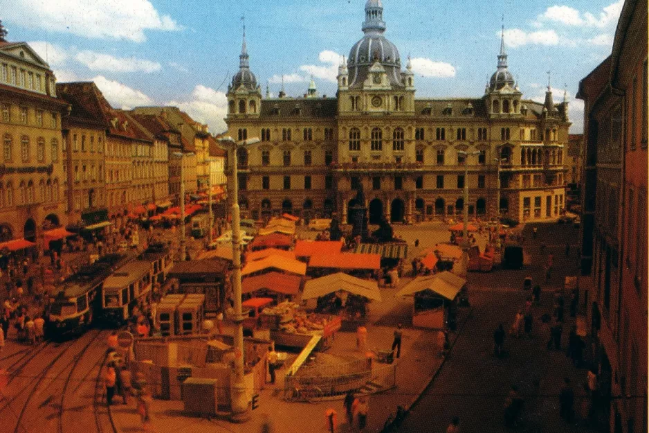 Postkort: Graz på Hauptplatz, Rathaus (1971)