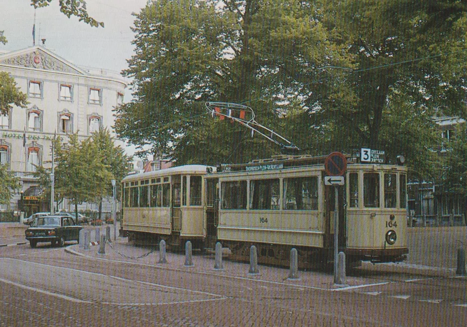 Postkort: Haag regionallinje 3 med motorvogn 164 på Lange Voorhout (1979)