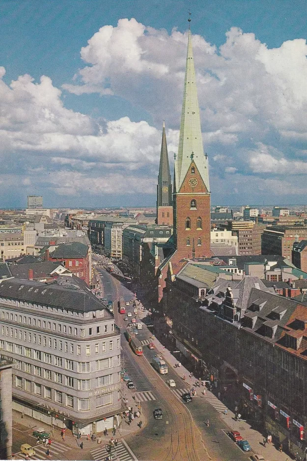 Postkort: Hamborg foran Petrikirche. Mönckebergstraße (1974)