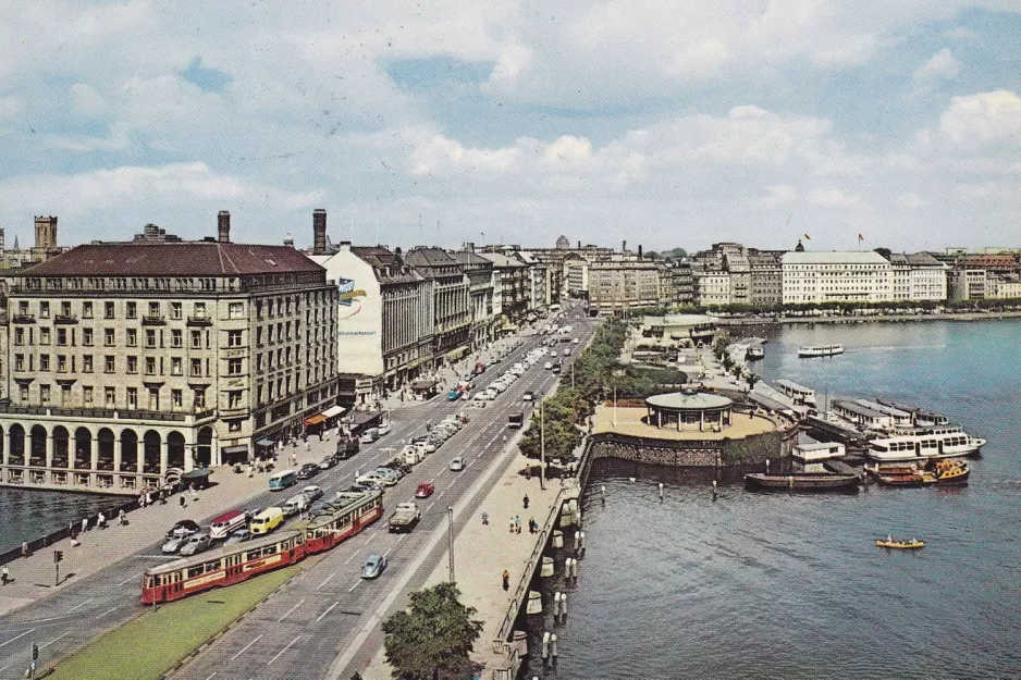 Postkort: Hamborg på Jungfernstieg (1966)