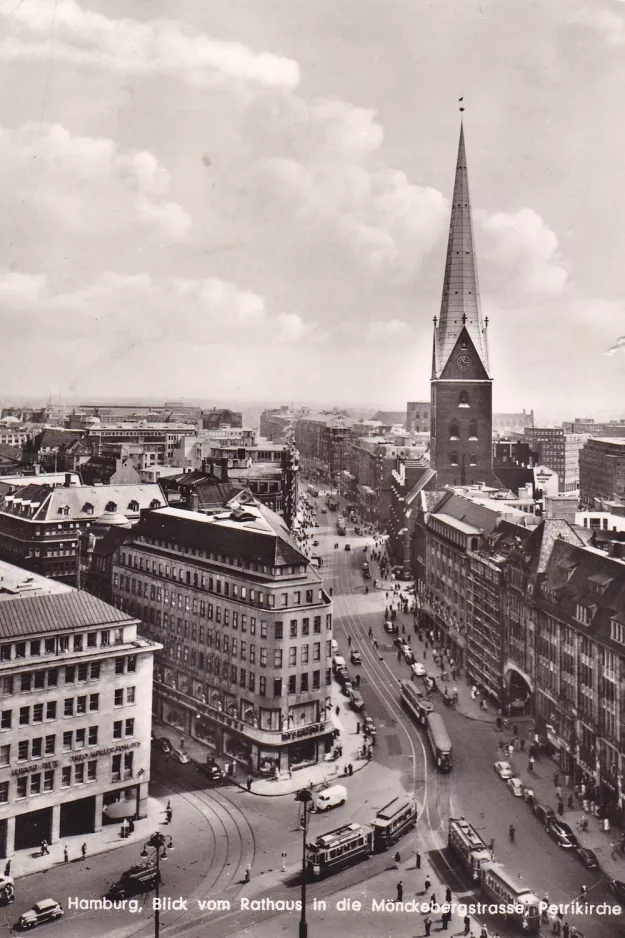 Postkort: Hamborg på Rathausmarkt (1955)