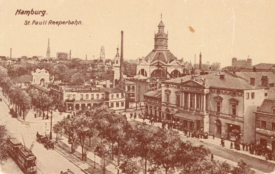Postkort: Hamborg på St. Pauli Reeperbahn (1908)
