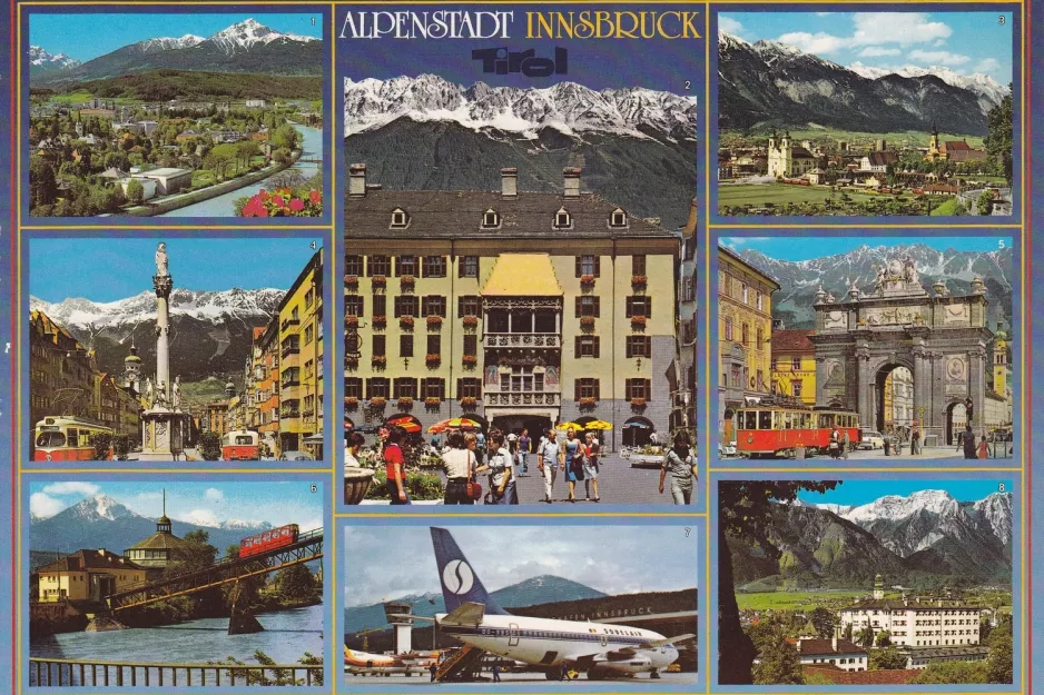 Postkort: Innsbruck sporvognslinje 1  Alpenstadt Innsbruck Tirol (1963)