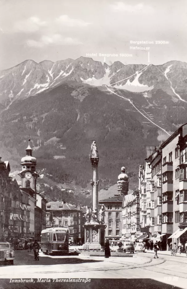Postkort: Innsbruck sporvognslinje 3 Innsbruck, Maria Therisienstraße (1963)