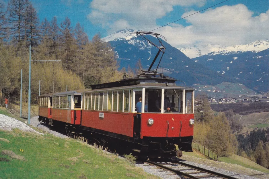 Postkort: Innsbruck Stubaitalbahn (STB) med motorvogn 4 nær Luimes (1982)