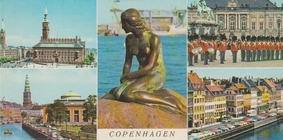 Postkort: København foran Thorvaldsens Museum (1965)