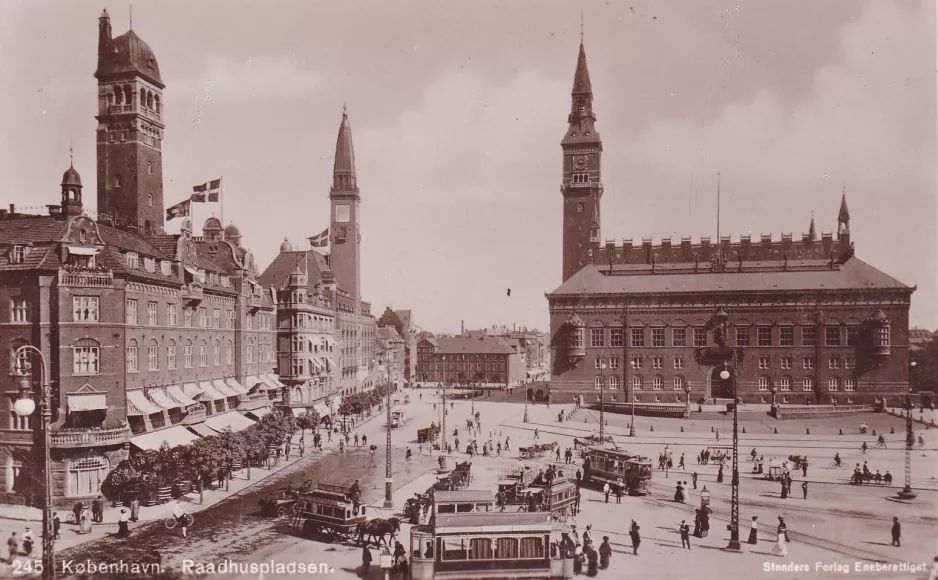 Postkort: København Hovedlinie ved Rådhuspladsen (1916)