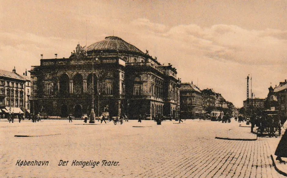 Postkort: København sporvognslinje 10  ved Kongens Nytorv (1915-1920)