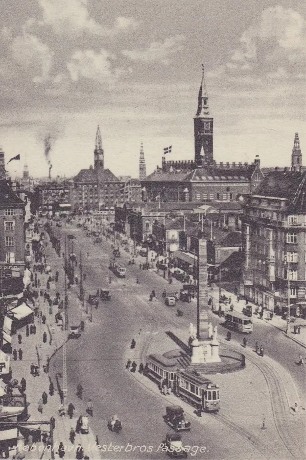 Postkort: København sporvognslinje 15 på Vesterbros Passage (1933)