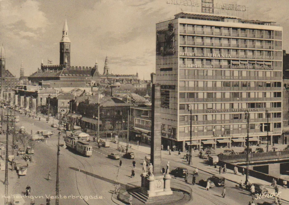 Postkort: København sporvognslinje 16 på Vesterbrogade (1953)