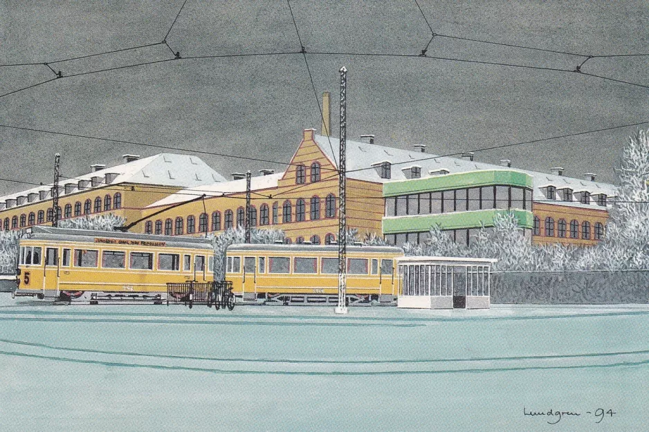 Postkort: København sporvognslinje 5 ved Sundby Hospital (1942-1943)