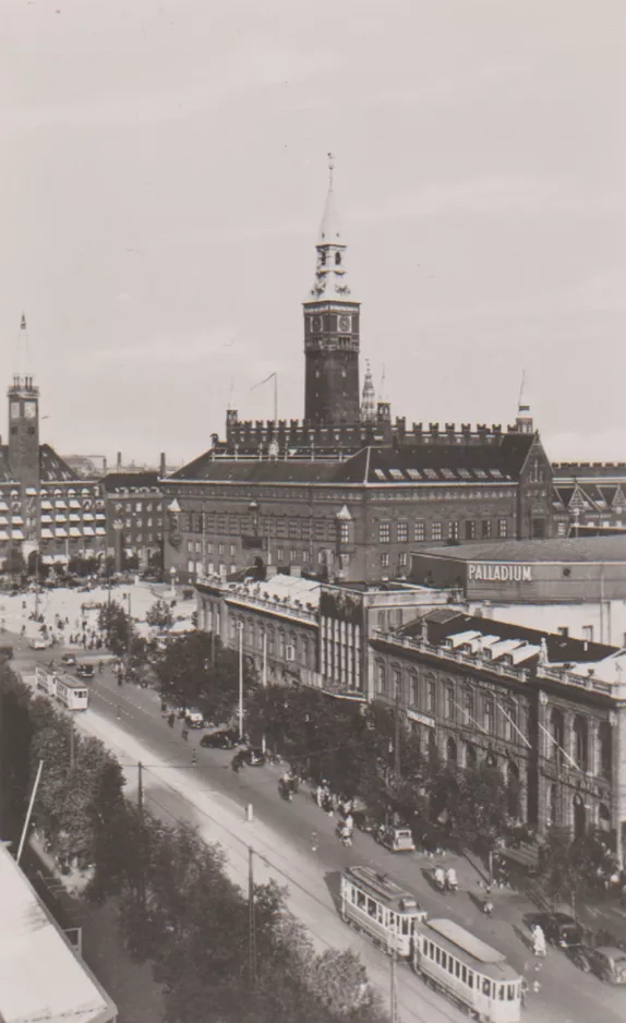 Postkort: København sporvognslinje 6 på Vesterbrogade (1947)
