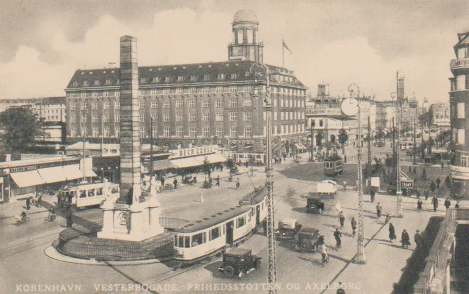 Postkort: København ved Frihedsstøtten (1928)