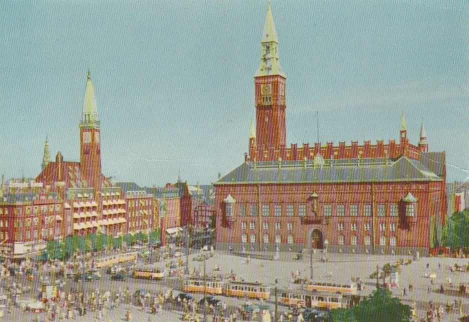 Postkort: København ved Rådhuspladsen (1957)