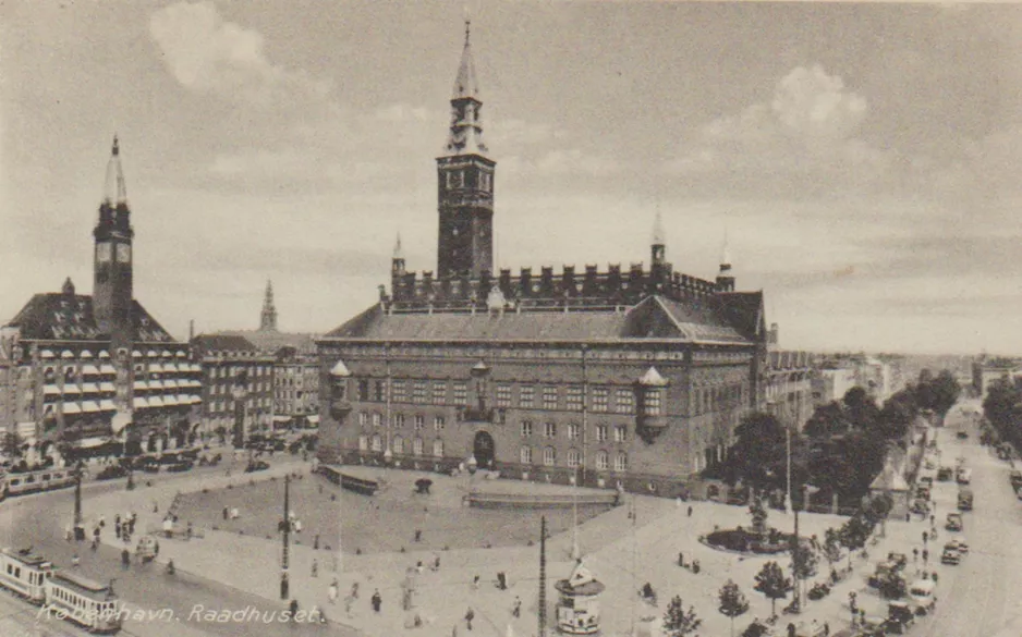 Postkort: København ved Rådhuspladsen København (1947)