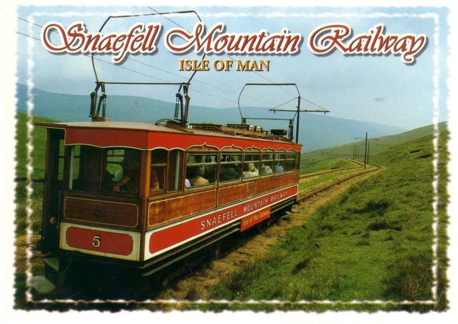 Postkort: Laxey, Isle of Man Snaefell Mountain Railway med motorvogn 5 på Snaefell (1980)