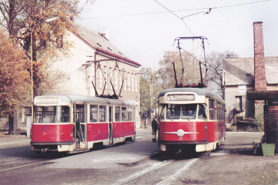 Postkort: Liberec motorvogn 17 ved Dolní Hanychov (1973)