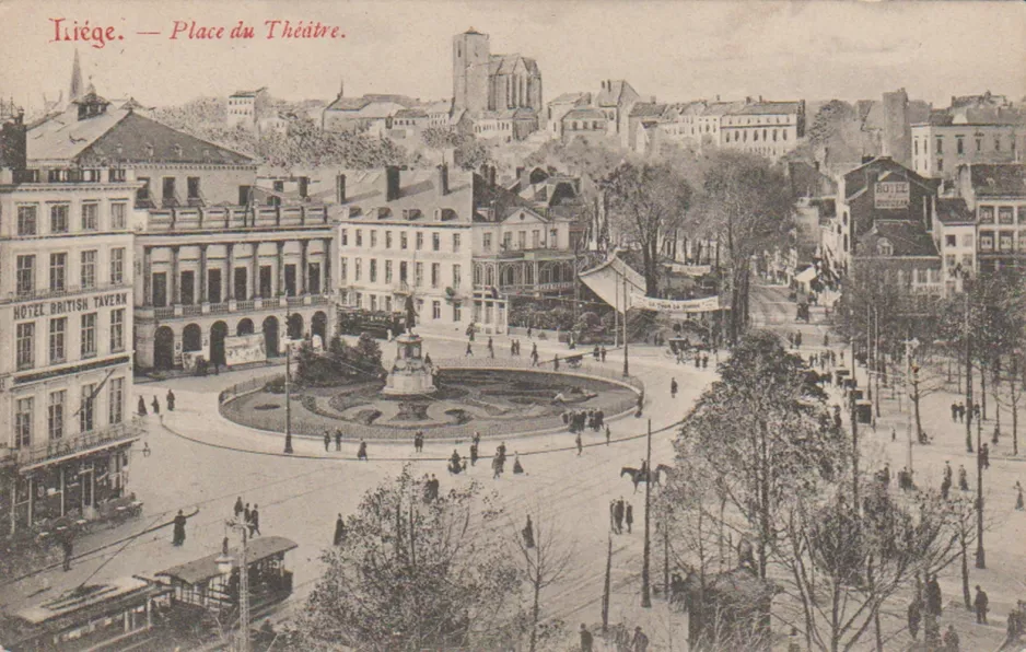 Postkort: Liège på Place du Théátre (Place de l'Opéra) (1913)