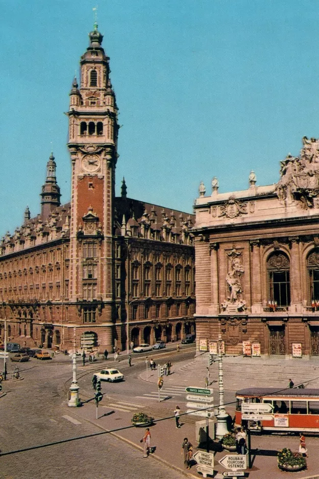Postkort: Lille sporvognslinje R nær La Chambre de Commerce (1970)