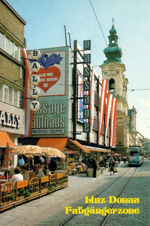 Postkort: Linz sporvognslinje 1  på Landsstraße (1980)